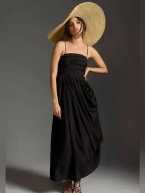 Anthropologie Lorelei Ruched Bodice Midi Dress Black Plus Size 2X NWT